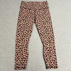 Fabletics PowerHold Leggings Womens Large Animal Leopard Print Active Crop 25"